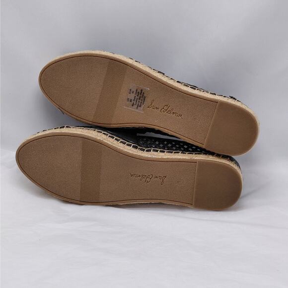 Sam Edelman Womens Espadrille Flats Size 9 Black Raffia Mesh Logo Slip On Shoes - Picture 15 of 15